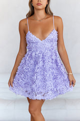 Petalled Moment Mini Dress Lilac