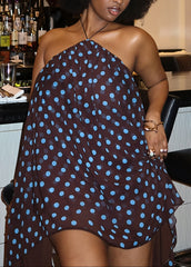 Tube Polka Dot Halter Cutout Back Mini Dress