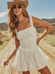 Square neck mesh mini dress