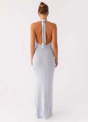Novalee Flower Crochet Maxi Dress - Blue