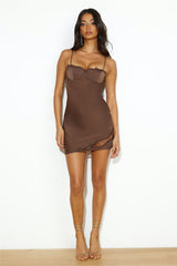 Lover Era Satin Mini Dress Brown