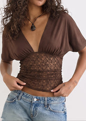 Batwing Lace Splicing Elegant Blouse