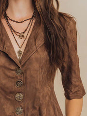 Chestnut Micro-suede Vintage Button Shirt