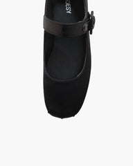 Satin Square Toe Mary Jane Flats