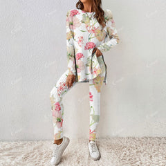 Colordate Rainbloom Women's Flower Print Long Sleeve Suit