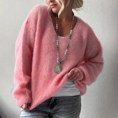 Pullover Solid Color Idle Style Loose Sweater Top