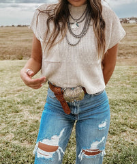 Casual Woven Short Sleeve T-shirt
