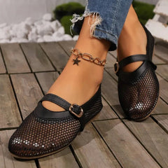Hermione Mesh Mary Jane Ballet Flats