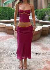 Sequin Trim Cami Top & Maxi Skirt Set