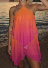 Gradient Halter Tube Cutout Back Mini Dress