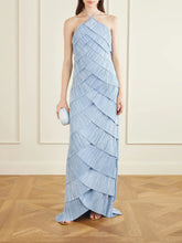 Ethereal Skies Tiered Halter Maxi Dress