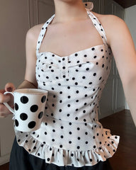 Boho Polka Dot Halter Cami Top Collection