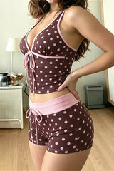 Polka Dot Bow Tie Short Two Piece Set
