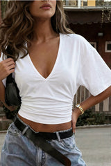 Solid V-Neck Slim T-shirt