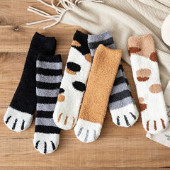 Lovely Cat Paw Inspired Fuzzy Plush Socks