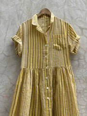 Casual Loose Striped Pocket Shirt Dress