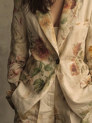 Vintage Floral Linen Blazer