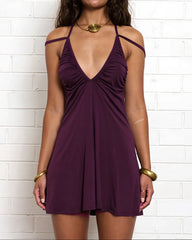 Cami Cutout Back Tie Ruched Mini Dress