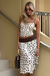 Sexy Dot Print Color Block Cami Skirt Sets