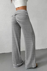 Striped Knit Straight Leg Pants