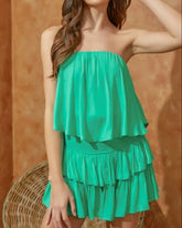Monaco Aqua Green Strapless Romper