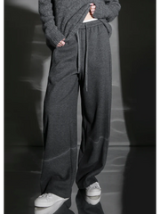 Wool Blend Drawstring Wide-Leg Pants – Color Block Casual Trousers for Women, Trendy Relaxed Fit Banana Pants for Autumn/Winter