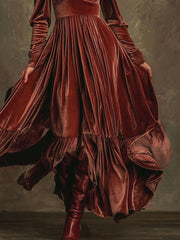 Elegant Bohemian Velvet Maxi With Draped Silhouette