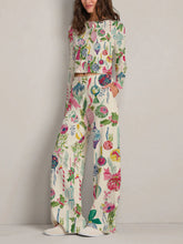 Colordate Women's Christmas Ornaments Print Long Sleeve Suit
