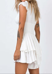 Embroidered Off Shoulder Wrap Mini Dress