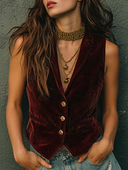 Vintage Burgundy Velvet Vest
