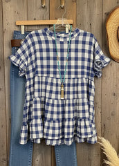 Gingham Ruffle Tiered Babydoll Top