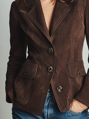 Elegant Brown Suede Blazer