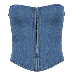 Denim Strapless Corset Top