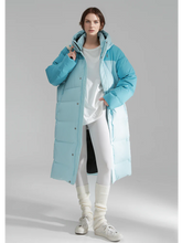 Macaron Color Long Down Coat for Women – Warm Lightweight Goose Down Puffer Jacket, Outdoor Winter Outerwear