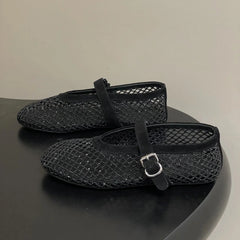 Jessica Rhinestone Mesh Ballet Flats