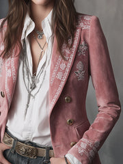 Boho Luxe Pink Velvet Tailored Blazer