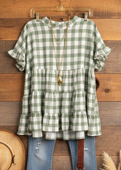 Gingham Ruffle Tiered Babydoll Top