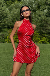 Polka Dot Halter Neck Mini Dress