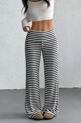Striped Knit Straight Leg Pants