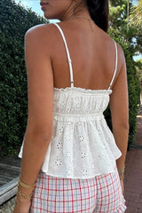 Embroidery Ruched Lace Cami Top