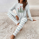 Women's Christmas Polka Dot Tree Long Sleeve Suit