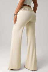 Lace Tie Low Waist Flare Pants