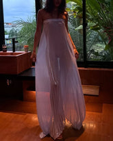Shimmer Pleated Strapless Maxi Dress