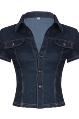 Street Hot Denim Cropped Blouse