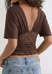 Batwing Lace Splicing Elegant Blouse