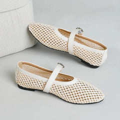 Beatrice Hollow Weave Mary Jane Flats