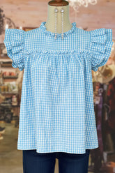 Gingham Ruffle Babydoll Top