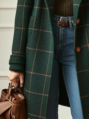 Women's Retro Lapel Plaid Tweed Coat