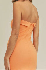On My Mind Orange Strapless Mini Dress