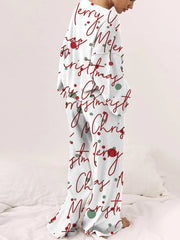 Women's Christmas Printed Lounge Long Sleeve Suit